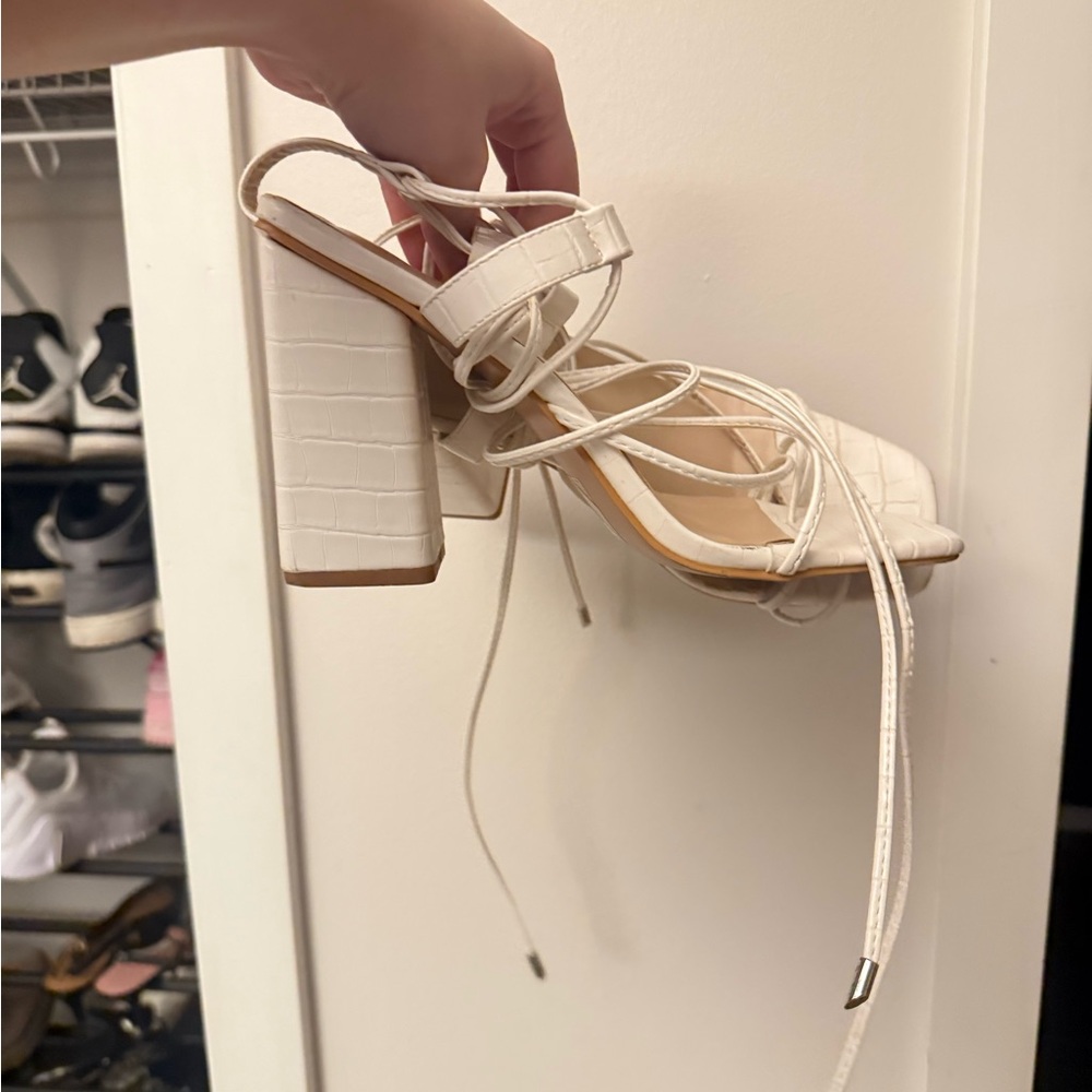 Wrap around white heels!